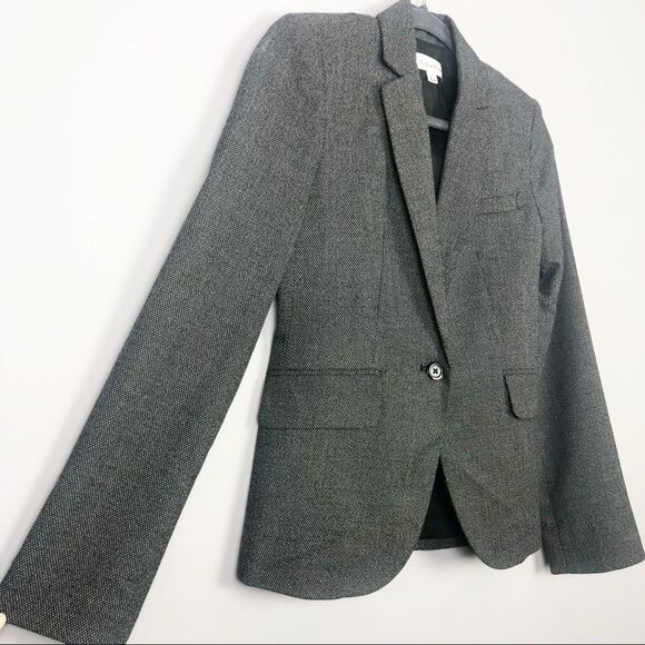 CALVIN KLEIN | Black & White Button Front Blazer 2 - Picture 2 of 6